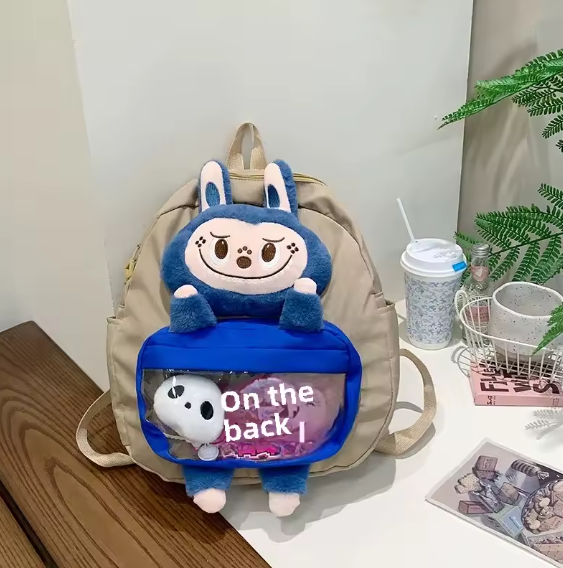 Labubu Sac à dos en peluche à bulles de grande capacité