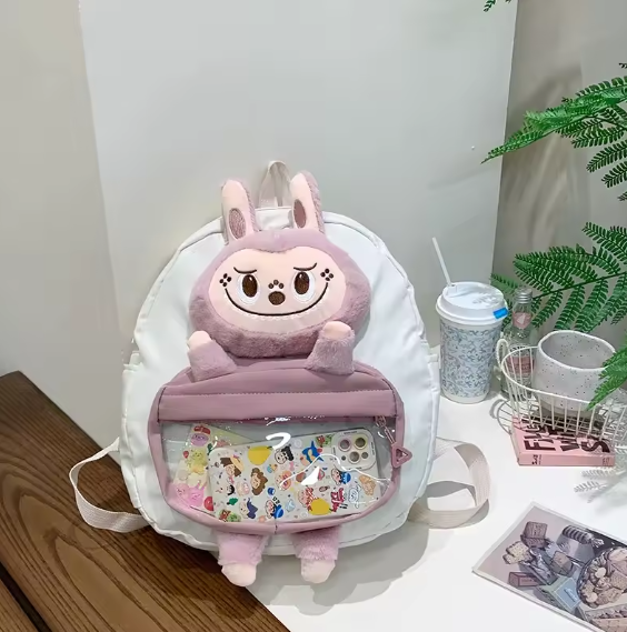 Labubu Sac à dos en peluche à bulles de grande capacité
