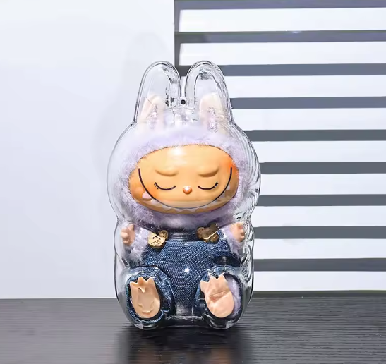 Boîte de rangement 1 pièce, étui de protection pour poupées en peluche, sac d'exposition Labubu assis debout