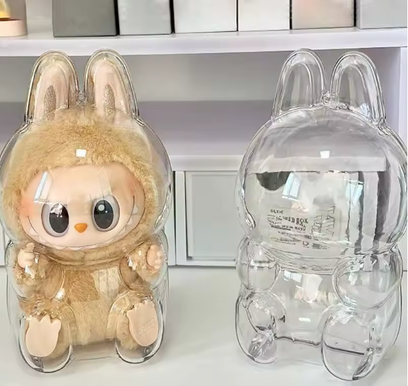 Boîte de rangement 1 pièce, étui de protection pour poupées en peluche, sac d'exposition Labubu assis debout